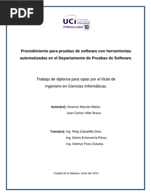 Procedimiento para pruebas de software con herramientas automatizadas en el Departamento de Pruebas de Software