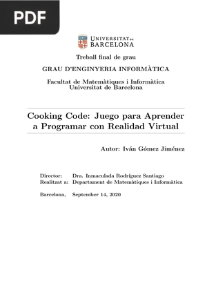 Cooking Code: Juego para Aprender a Programar con Realidad Virtual