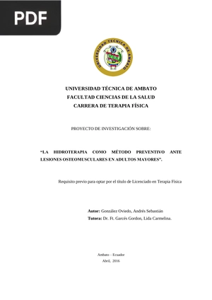 La hidroterapia como método preventivo ante lesiones osteomusculares en adultos mayores