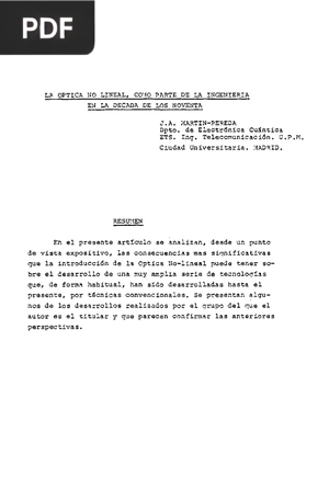 La óptica no lineal, como parte de la ingeniería en la década de los noventa