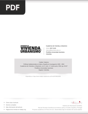 Políticas habitacionales en Italia y España en la posguerra 1949-1954