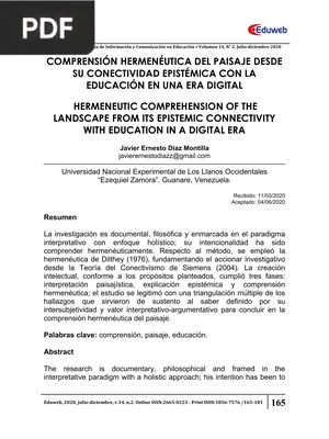 Comprensión hermenéutica del paisaje desde su conectividad epistémica con la educación en una era digital