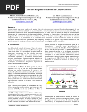 Minería de Datos con Búsqueda de Patrones de Comportamiento