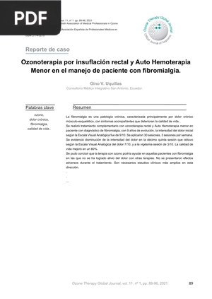 Ozonoterapia por insuflación rectal y Auto Hemoterapia (Articulo)