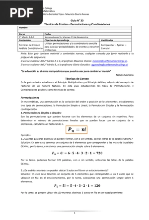 Técnicas de Conteo - Permutaciones y Combinaciones