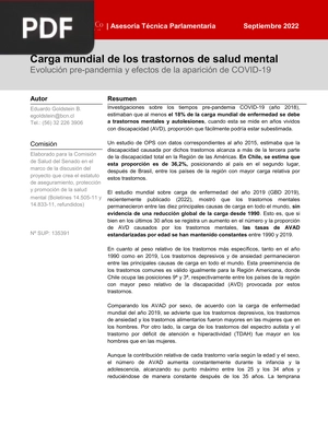 Carga mundial de los trastornos de salud mental