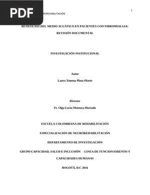 Hidroterapia en neurorehabilitación. Beneficios del medio acuático en pacientes con fibromialgia