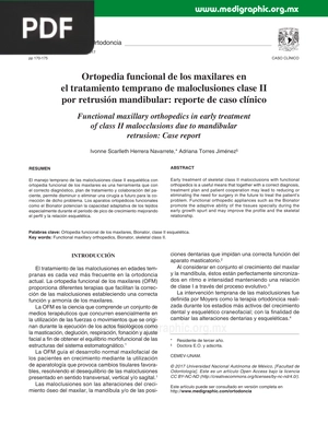 Ortopedia funcional de los maxilares en el tratamiento temprano de maloclusiones clase II por retrusión mandibular (Articulo)