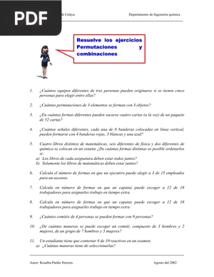 Resuelve los ejercicios Permutaciones y combinaciones (Articulo)