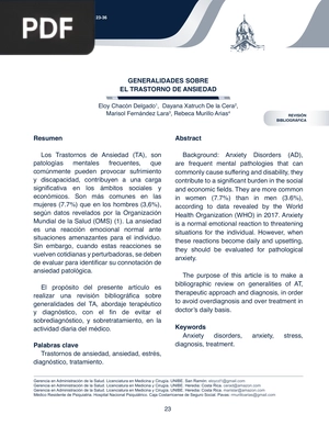 Generalidades sobre el trastorno de ansiedad