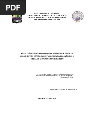 Hilos teóricos del fenómeno del ser docente desde la hermenéutica crítica