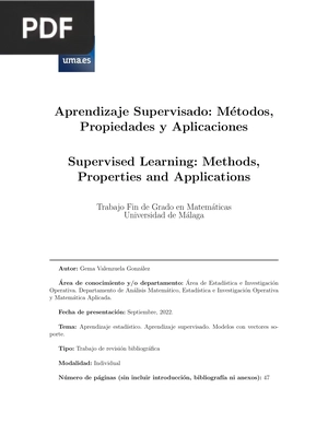 Aprendizaje Supervisado: Métodos, Propiedades y Aplicaciones