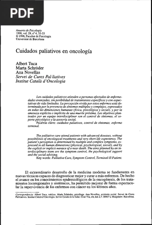 Cuidados paliativos en oncologia