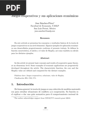 Juegos cooperativos y sus aplicaciones económicas