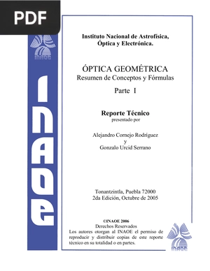 Óptica geométrica: Resumen de conceptos y fórmulas