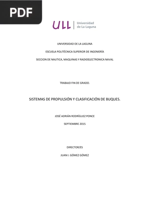 Sistemas de propulsión y clasificación de buques