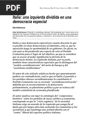 Italia: una izquierda dividida en una democracia especial