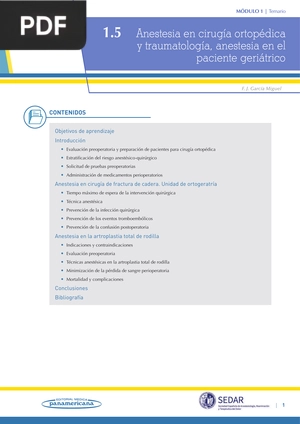 Anestesia en cirugía ortopédica y traumatología, anestesia en el paciente geriátrico