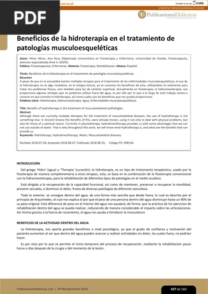 Beneficios de la hidroterapia en el tratamiento de patologías musculoesqueléticas (Articulo)