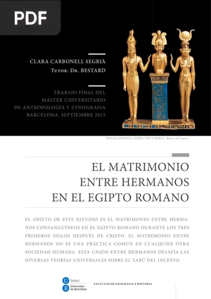 El matrimonio entre hermanos en el Egipto Romano