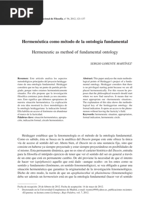 Hermenéutica como método de la ontología fundamental