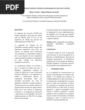 Criptografía post-cuántica integrada en SSL/TLS Y HTTPS (Articulo)