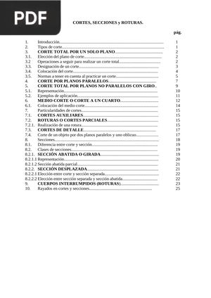 Cortes, secciones y roturas