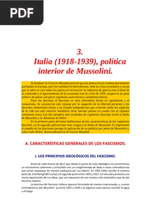 Italia (1918-1939), política interior de Mussolini.