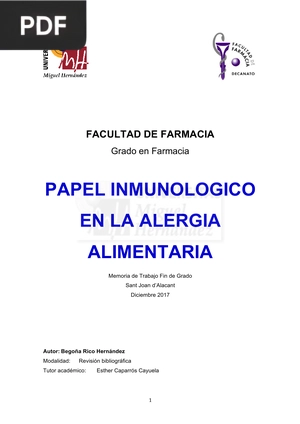 Papel Inmunológico en la Alergia Alimentaria