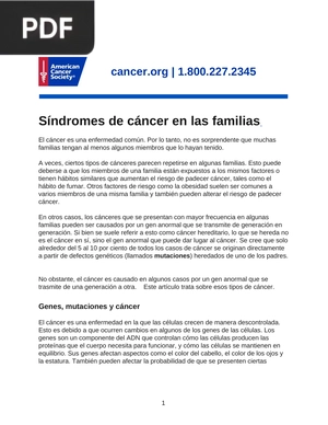 Síndromes de cáncer en las familias