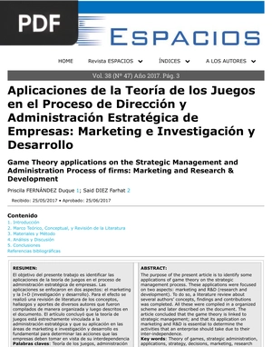 Aplicaciones de la Teoría de los Juegos en el Proceso de Dirección y Administración Estratégica de Empresas