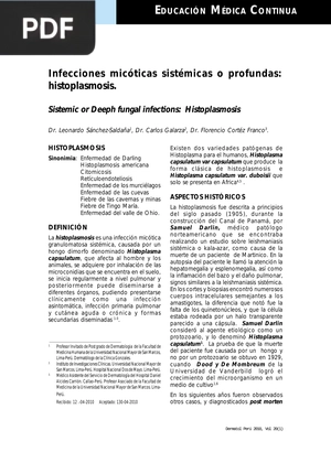 Infecciones micóticas sistémicas o profundas: Histoplasmosis