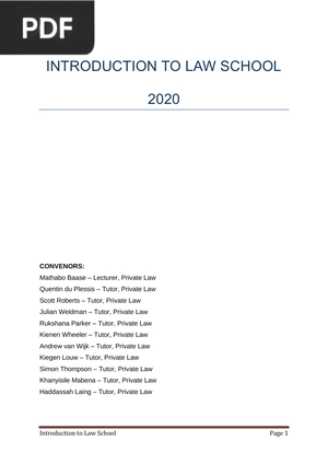 Introduction to International Law School 2020