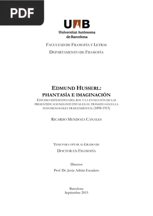 Edmund Husserl: Phantasía e Imaginación