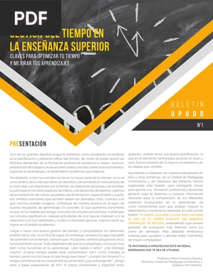 Gestión del tiempo en la enseñanza superior (Articulo)