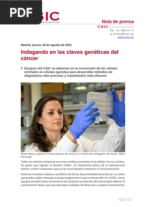 Indagando en las claves genéticas del cáncer (Articulo)