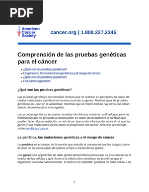 Comprensión de las pruebas genéticas para el cáncer (Articulo)