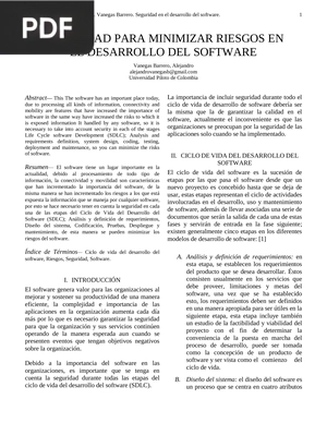 Seguridad para minimizar riesgos en el desarrollo del software (Articulo)