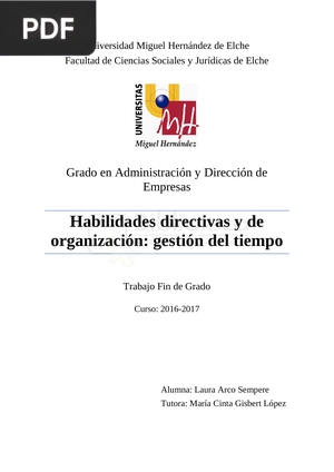 Habilidades directivas y de organización: gestión del tiempo