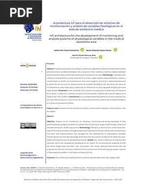 Arquitectura IoT para el desarrollo de sistemas de monitorización y análisis de variables fisiológicas en el área de asistencia médica