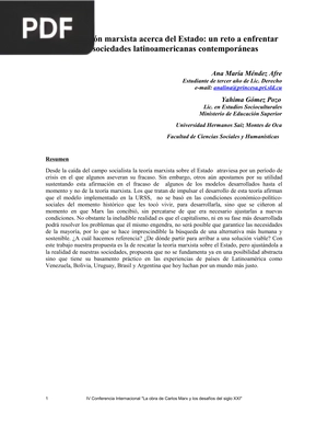 La concepción marxista acerca del Estado: un reto a enfrentar en las sociedades latinoamericanas contemporáneas (Articulo)