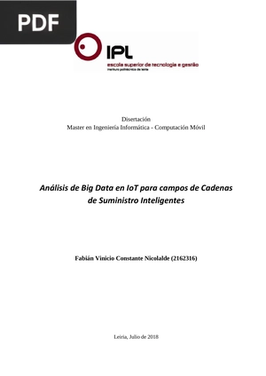 Análisis de Big Data en IoT para campos de Cadenas de Suministro Inteligentes