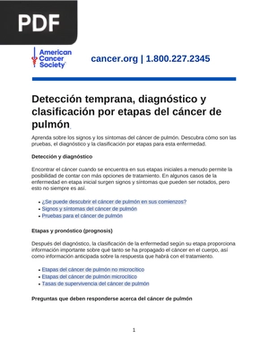 Detección temprana, diagnóstico y clasificación por etapas del cáncer de pulmón