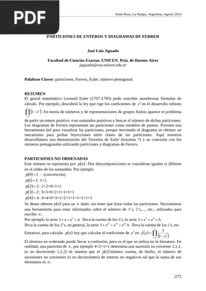 Particiones de enteros y diagramas de ferrer (Artículo)