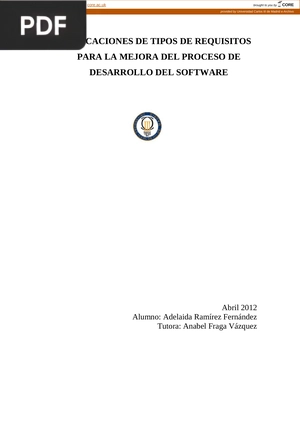 Clasificaciones de tipos de requisitos para la mejora del proceso de desarrollo del software