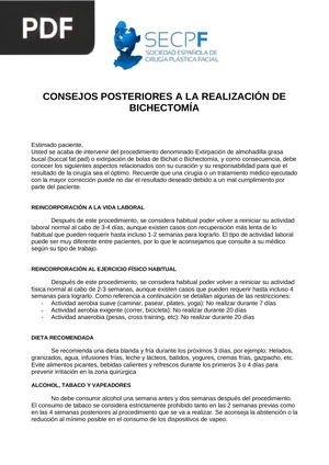 Consejos posteriores a la realización de bichectomía (Articulo)