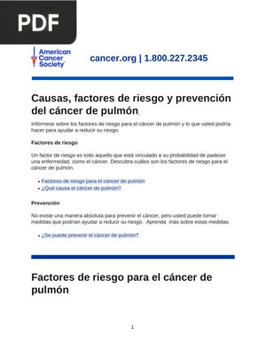 Causas, factores de riesgo y prevención del cáncer de pulmón