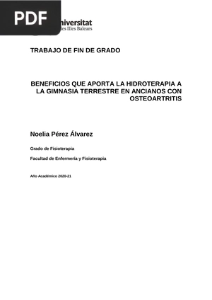 Beneficios que aporta la hidroterapia a la gimnasia terrestre en ancianos con osteoartritis