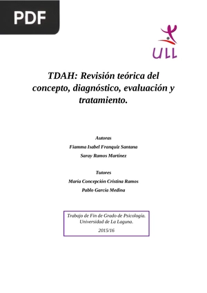 TDAH: Revisión teórica del concepto, diagnóstico, evaluación y tratamiento