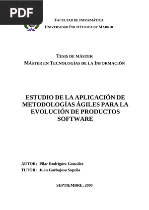 Estudio de la Aplicación de Metodologías Ágiles para La Evolución de Productos Software